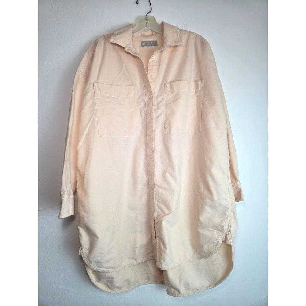 Everlane Soft Peach Pink 100% Orangic Cotton Button Front Dress size 4